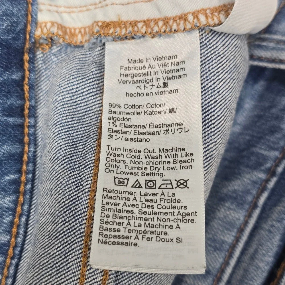 J Crew Wide Leg Crop Jeans 32 (38X26) Blue Light Wash Frayed Raw Hem High Rise